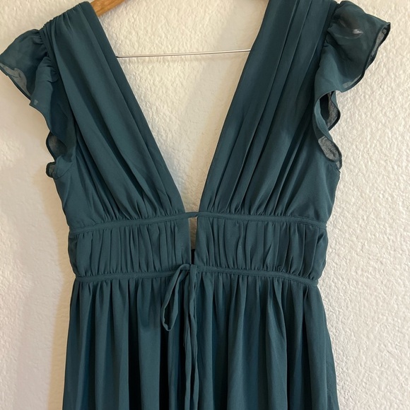 NWOT I'm All Yours Emerald Green Ruffled Maxi Dress - Picture 4 of 6